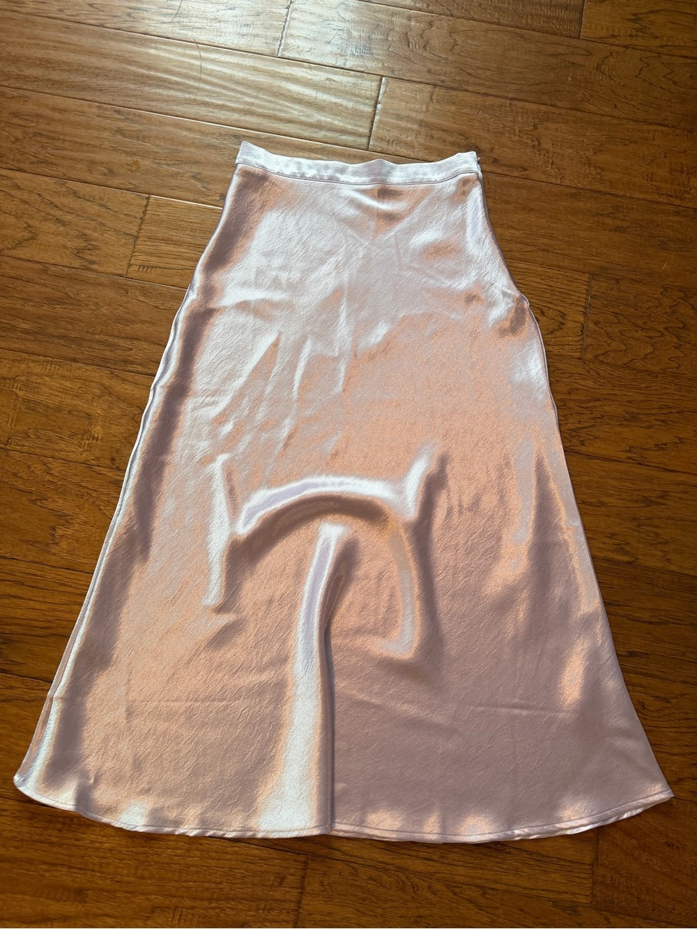 Double Zero Light Lavender Satin A-Line Midi Skirt